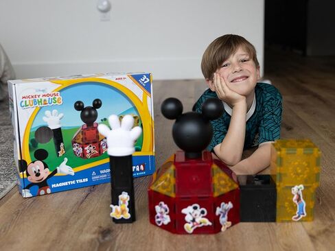 Tytan Tiles مرخصة رسميًا Disney Mickey Mouse Clubhouse Clubhouse Magnetic Building مجموعة من 37 قطعة ، ومصنفات تعليمية قوية/Steam ، واللعب الإبداعي ، والتعرف على الأنماط ، والأعمار 3+ in Kuwait