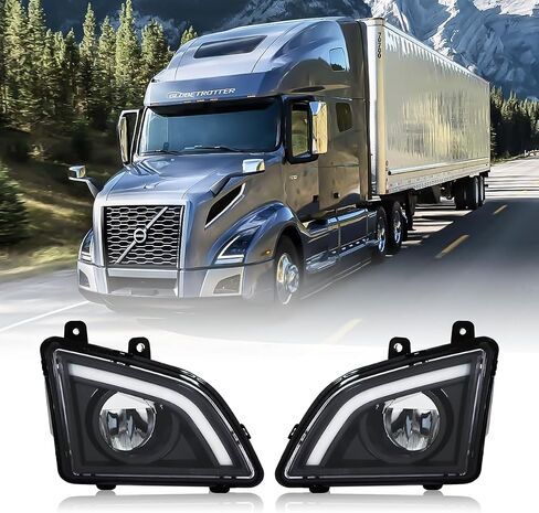 مصابيح ضوء الضباب الأمامية لقيادة الضباب متوافقة مع شاحنات Volvo VNL 2018+ (LED-Black ، زوج) in Kuwait