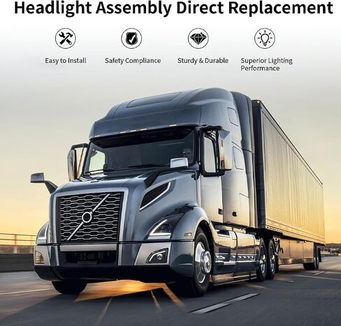 مصابيح ضوء الضباب الأمامية لقيادة الضباب متوافقة مع شاحنات Volvo VNL 2018+ (LED-Black ، زوج) in Kuwait