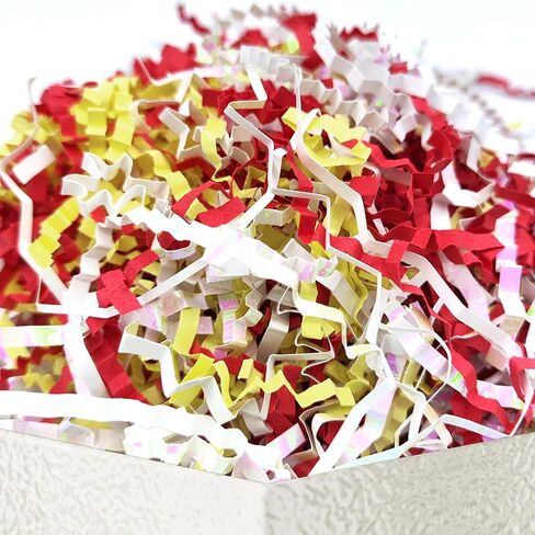 DOTUHAO White & Silver- Crinkle Cut Paper Shred Filler great for Gift Wrapping, Basket Filling, Birthdays, Weddings, Anniversaries, Valentines Day, and other occasions (White & Silver, 2 oz) in Saudi Arabia