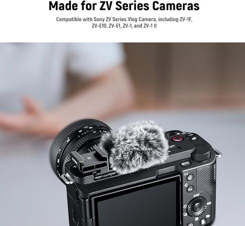Neewer Cold Shoe Wind Muff for ZV Series Vlog Cameras ، الزجاج الأمامي للميكروفون فروي مع ملحق محول حذاء بارد متوافق مع Sony ZV-1F ZV-E10 ZV-1 ZV-E1 ZV-1 II ، CA133 وايت in Saudi Arabia