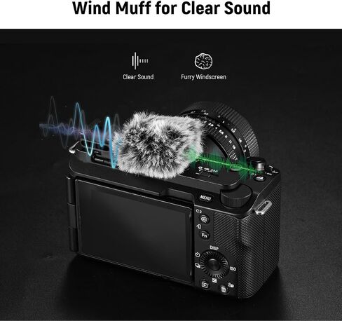 Neewer Cold Shoe Wind Muff for ZV Series Vlog Cameras ، الزجاج الأمامي للميكروفون فروي مع ملحق محول حذاء بارد متوافق مع Sony ZV-1F ZV-E10 ZV-1 ZV-E1 ZV-1 II ، CA133 وايت in Saudi Arabia