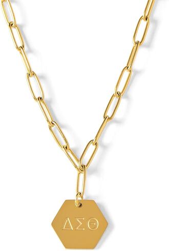 Sorority Shop Delta Sigma Theta Paperclip Necklace — DST 18K Gold Plated Sorority Gifts Necklace, Long-Lasting Delta Sigma Theta Gifts for Women in Saudi Arabia