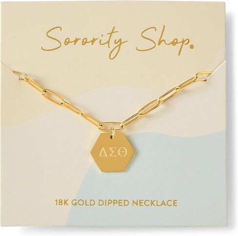 Sorority Shop Delta Sigma Theta Paperclip Necklace — DST 18K Gold Plated Sorority Gifts Necklace, Long-Lasting Delta Sigma Theta Gifts for Women in Saudi Arabia