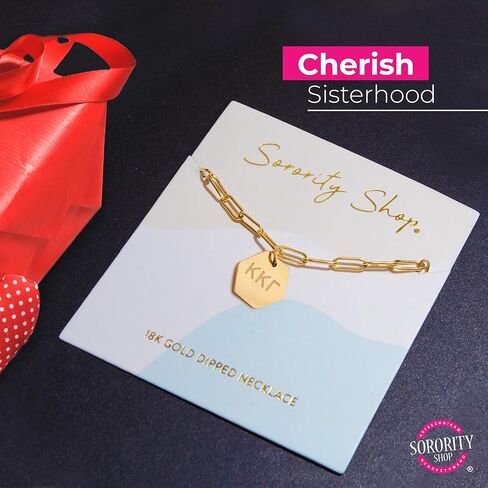 Sorority Shop Delta Sigma Theta Paperclip Necklace — DST 18K Gold Plated Sorority Gifts Necklace, Long-Lasting Delta Sigma Theta Gifts for Women in Saudi Arabia