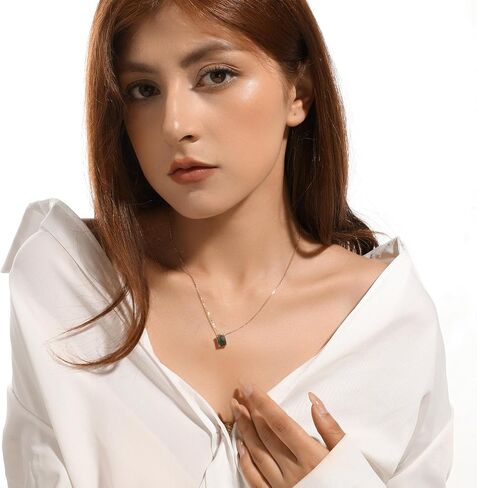 Natural Moss Agate Necklace for Women 925 Sterling Silver Pendant Jewelry Gift in Saudi Arabia