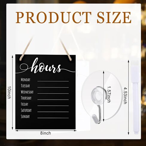 3 Pcs Dry Erase Store Hours Sign Set Include 8 x 10 Inch Erasable Business Hours Sign with Rope Dry Erase Maker and Suction Cup for Office Cafe Restaurant Outside Window Door in Saudi Arabia