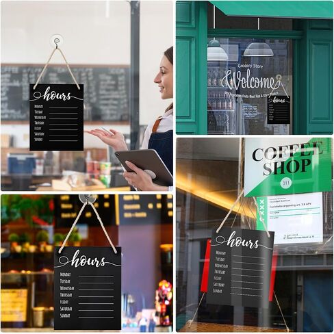 3 Pcs Dry Erase Store Hours Sign Set Include 8 x 10 Inch Erasable Business Hours Sign with Rope Dry Erase Maker and Suction Cup for Office Cafe Restaurant Outside Window Door in Saudi Arabia