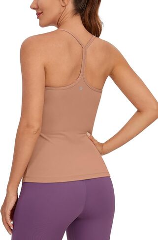 CRZ YOGA Butterluxe Womens Racerback Tank Top with Built in Bra - Spaghetti Thin Strap Padded Workout Slim Yoga Camisole Green Jade X-Large in Saudi Arabia