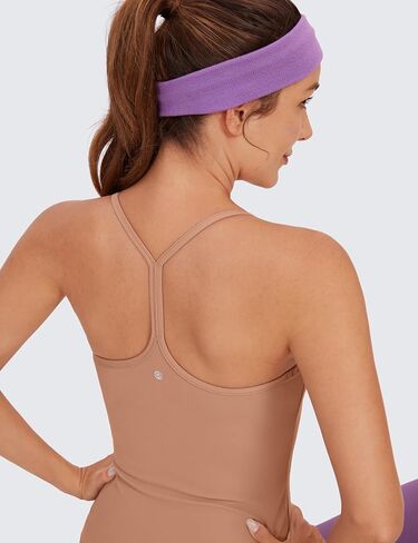 CRZ YOGA Butterluxe Womens Racerback Tank Top with Built in Bra - Spaghetti Thin Strap Padded Workout Slim Yoga Camisole Green Jade X-Large in Saudi Arabia