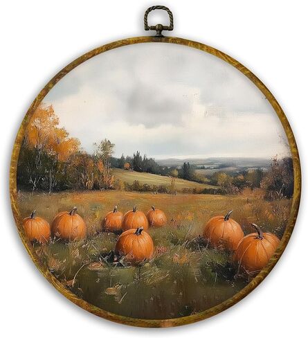 Cuanfddsf Fall Fall White Pumpkin Round Wall Art ، Farmhouse Harvest Autumn Pumpkin Decoring Hanging Wall Decor in Saudi Arabia