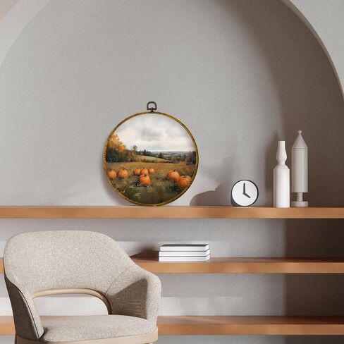 Cuanfddsf Fall Fall White Pumpkin Round Wall Art ، Farmhouse Harvest Autumn Pumpkin Decoring Hanging Wall Decor in Saudi Arabia