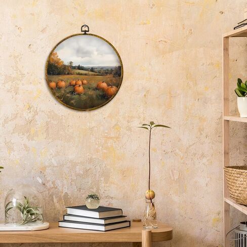 Cuanfddsf Fall Fall White Pumpkin Round Wall Art ، Farmhouse Harvest Autumn Pumpkin Decoring Hanging Wall Decor in Saudi Arabia
