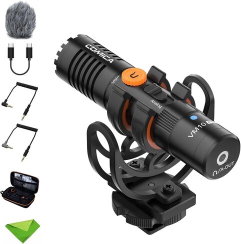 COMICA VM40 Combo Wireless Shotgun Microphone,2.4G Super Cardioid Polar Pattern,48kHz/32-bit Float Recording,Wired/Wireless Dual Modes,32G On-Board Recording Mic(VM 30 Upgraded Version) in Kuwait