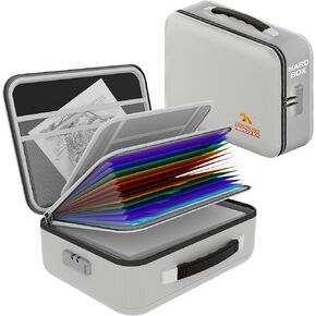 مربع مستندات مضاد للحريق 𝐇𝐚𝐫𝐝 𝐂𝐚𝐬𝐞 مع سحاب مقاوم للماء ، مربع ملف مقاوم للحريق مع قفل ، مربع آمن مضاد للماء للمستندات المهمة ، شهادات - منظم الملفات الأسود in Kuwait