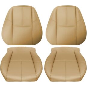SecosAutoparts Driver & Passenger Side Bottom & Top Lean Back Leather Seat Cover Tan Compatible with Chevy Silverado GMC Sierra Tahoe Suburban Avalanche Yukon 2007-2014 in Saudi Arabia