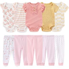 Baby Boy Girl 10 Piece Combined Type Clothing Set Cotton Baby Bodysuits and Pants Set Home Outdoor Infant Clothes in Saudi Arabia