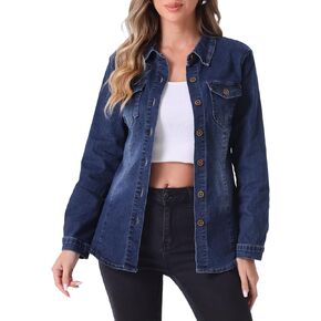 Allegra K Denim Jackets for Women's Button Down Trendy 2025 Spring Denim Outfits Casual Long Sleeve Jean Jacket in Kuwait