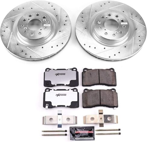 Power Stop K7869-26 Front Z26 Carbon Fiber Brake Pads with Drilled & Slotted Brake Rotors Kit For Honda Civic 2017-2019 [Model Specific] in Saudi Arabia
