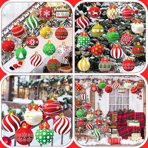 Barydat 30 PCS شكل كرة عيد الميلاد الكبيرة الحلي الشديدة من البلاستيك الكرة البلاستيكية شكل البلاستيك عيد الميلاد معلقة زخرفة عيد الميلاد ساحة عيد الميلاد للأشجار الداخلية في الهواء الطلق الفناء لوازم (الكرة) in Kuwait