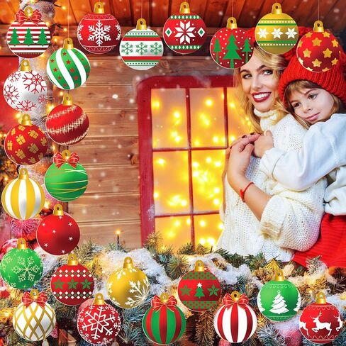 Barydat 30 PCS شكل كرة عيد الميلاد الكبيرة الحلي الشديدة من البلاستيك الكرة البلاستيكية شكل البلاستيك عيد الميلاد معلقة زخرفة عيد الميلاد ساحة عيد الميلاد للأشجار الداخلية في الهواء الطلق الفناء لوازم (الكرة) in Kuwait