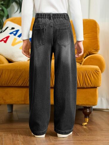 Haloumoning Boys Cargo Jeans Kids High Waisted Baggy Pants Casual Demin Pants with Multi Pockets 5-14 Years in Saudi Arabia