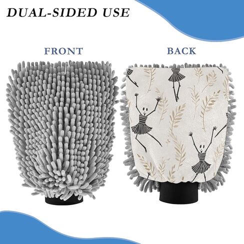 Absorbent Microfiber Car Wash Drying Mitts, 2 Pack, Scratch-Free & Lint-Free, Rich Foam, Highly Absorbent, Double Sided, Wash Mitt Perfect for Car Washing, M, Cute Skull (5) in Saudi Arabia