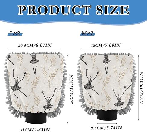 Absorbent Microfiber Car Wash Drying Mitts, 2 Pack, Scratch-Free & Lint-Free, Rich Foam, Highly Absorbent, Double Sided, Wash Mitt Perfect for Car Washing, M, Cute Skull (5) in Saudi Arabia