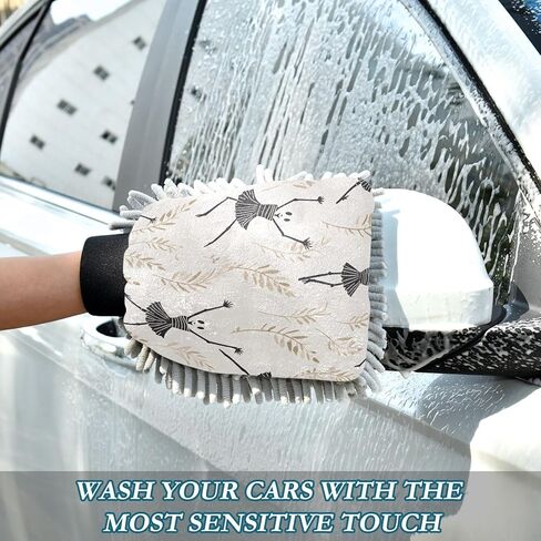 Absorbent Microfiber Car Wash Drying Mitts, 2 Pack, Scratch-Free & Lint-Free, Rich Foam, Highly Absorbent, Double Sided, Wash Mitt Perfect for Car Washing, M, Cute Skull (5) in Saudi Arabia