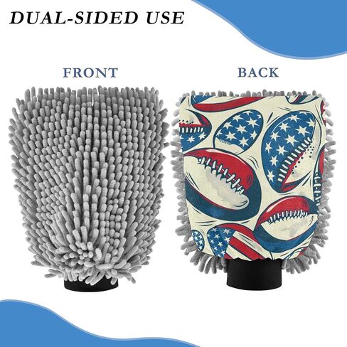 Absorbent Microfiber Car Wash Drying Mitts, 2 Pack, Scratch-Free & Lint-Free, Rich Foam, Highly Absorbent, Double Sided, Wash Mitt Perfect for Car Washing, L, Football (17) in Saudi Arabia