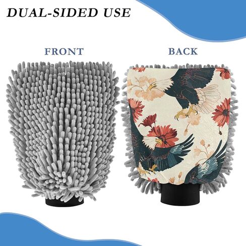 Absorbent Microfiber Car Wash Drying Mitts, 2 Pack, Scratch-Free & Lint-Free, Rich Foam, Highly Absorbent, Double Sided, Wash Mitt Perfect for Car Washing, M, Bald Eagle (3) in Saudi Arabia