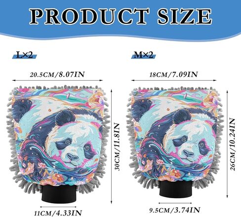Absorbent Microfiber Car Wash Drying Mitts, 2 Pack, Scratch-Free & Lint-Free, Rich Foam, Highly Absorbent, Double Sided, Wash Mitt Perfect for Car Washing, L, Panda (22) in Saudi Arabia