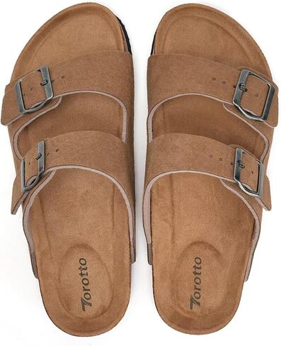 Torotto Womens Slides with Cork Footbed Open Toe Adjustable Webbing Flat Sandals for Walking | Beach | Indoor in Kuwait