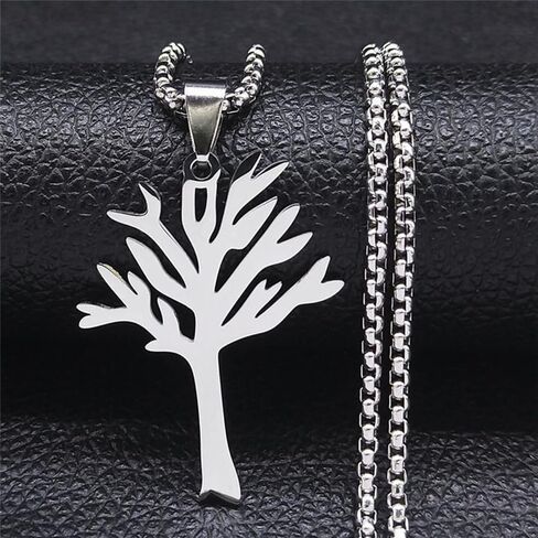 Tree Stainless Steel Necklace for Men, Hiphop Punk Rock Pendant Titanium Jewelry,tree of life necklace Valentine's Day gift for Men in Saudi Arabia