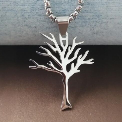 Tree Stainless Steel Necklace for Men, Hiphop Punk Rock Pendant Titanium Jewelry,tree of life necklace Valentine's Day gift for Men in Saudi Arabia