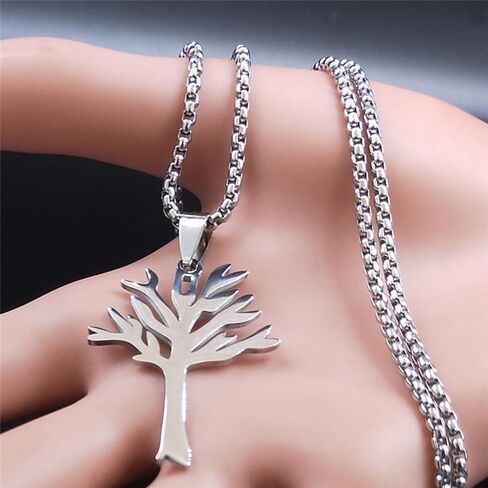 Tree Stainless Steel Necklace for Men, Hiphop Punk Rock Pendant Titanium Jewelry,tree of life necklace Valentine's Day gift for Men in Saudi Arabia