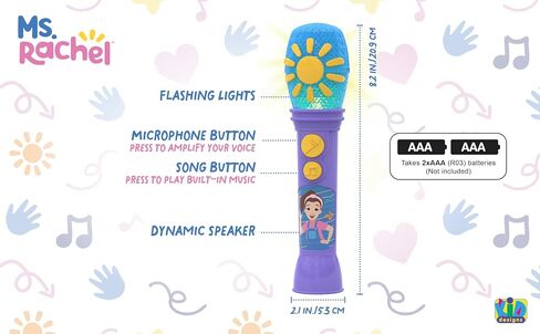 eKids Ms Rachel Microphone Toy for Toddlers with Built-in Music and Lights, Designed for Fans of Ms Rachel Toys in Saudi Arabia