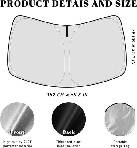 Car Windshield Sun Shade for Ford 2016-2019 Explorer Accessories (OEM Design) عزل عزل عزل حراري قابلة للطي شمسية للحماية النهائية in Kuwait