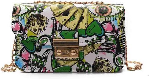 Women’s Fashion Printed Shoulder Bag, PU Leather Graffiti Square Tote Purse, Ladies Vintage Painted Pattern Crossbody Bag in Saudi Arabia