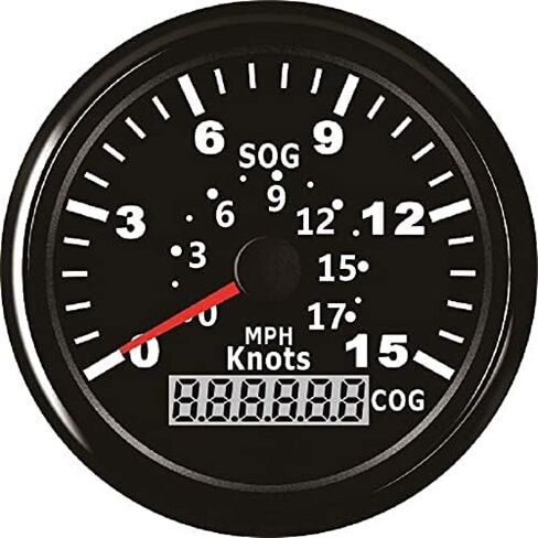 ELING 85mm Marine 15knots GPS Speedometer with Course for Boat 9-32V (15Knots-Black+Black) in Saudi Arabia