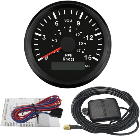 ELING 85mm Marine 15knots GPS Speedometer with Course for Boat 9-32V (15Knots-Black+Black) in Saudi Arabia