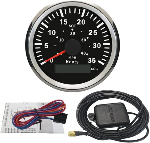 ELING 85mm Marine 15knots GPS Speedometer with Course for Boat 9-32V (15Knots-Black+Black) in Saudi Arabia