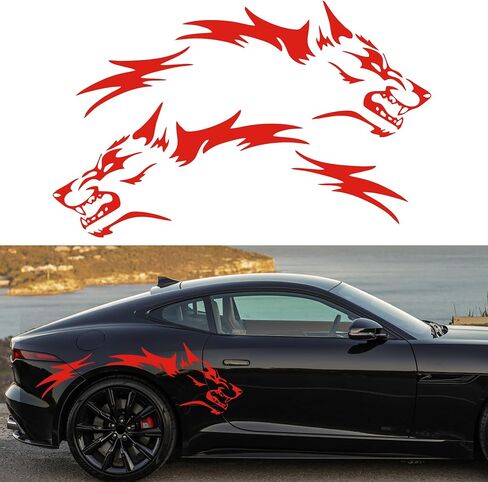 Tomall 50 '' 2pcs ملصق سيارة Wolf Car ملصقات للسيارة ملصقات جانب الجسد Auto Wolf Grapics Sports Stripes ملصقات لسيارات الدفع الرباعي على الطرق الوعرة على الطرق الوعرة. in Kuwait