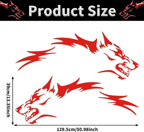 Tomall 50 '' 2pcs ملصق سيارة Wolf Car ملصقات للسيارة ملصقات جانب الجسد Auto Wolf Grapics Sports Stripes ملصقات لسيارات الدفع الرباعي على الطرق الوعرة على الطرق الوعرة. in Kuwait