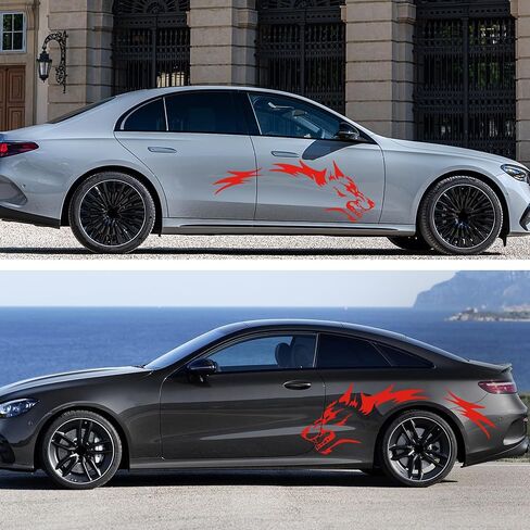 Tomall 50 '' 2pcs ملصق سيارة Wolf Car ملصقات للسيارة ملصقات جانب الجسد Auto Wolf Grapics Sports Stripes ملصقات لسيارات الدفع الرباعي على الطرق الوعرة على الطرق الوعرة. in Kuwait