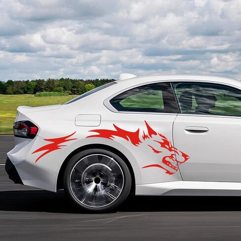 Tomall 50 '' 2pcs ملصق سيارة Wolf Car ملصقات للسيارة ملصقات جانب الجسد Auto Wolf Grapics Sports Stripes ملصقات لسيارات الدفع الرباعي على الطرق الوعرة على الطرق الوعرة. in Kuwait