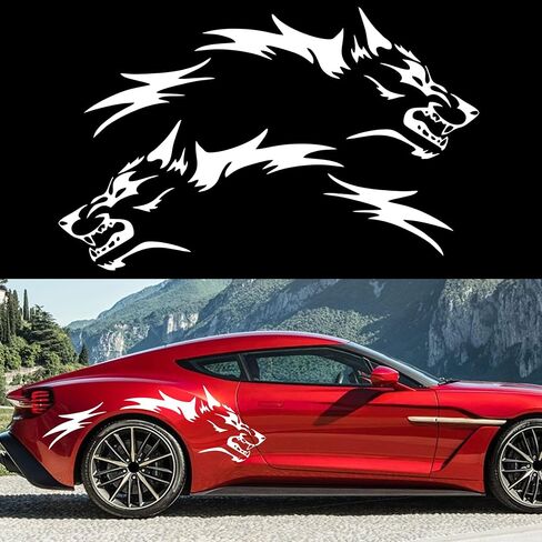 Tomall 50 '' 2pcs ملصق سيارة Wolf Car ملصقات للسيارة ملصقات جانب الجسد Auto Wolf Grapics Sports Stripes ملصقات لسيارات الدفع الرباعي على الطرق الوعرة على الطرق الوعرة. in Saudi Arabia