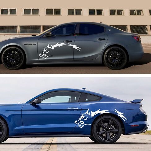 Tomall 50 '' 2pcs ملصق سيارة Wolf Car ملصقات للسيارة ملصقات جانب الجسد Auto Wolf Grapics Sports Stripes ملصقات لسيارات الدفع الرباعي على الطرق الوعرة على الطرق الوعرة. in Saudi Arabia