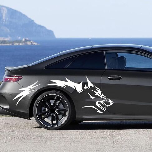 Tomall 50 '' 2pcs ملصق سيارة Wolf Car ملصقات للسيارة ملصقات جانب الجسد Auto Wolf Grapics Sports Stripes ملصقات لسيارات الدفع الرباعي على الطرق الوعرة على الطرق الوعرة. in Saudi Arabia