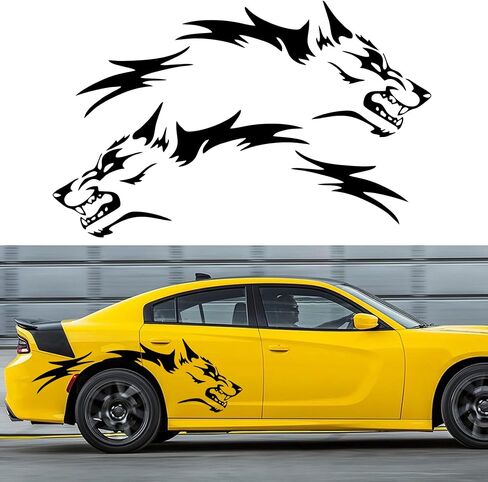 Tomall 50 '' 2pcs ملصق سيارة Wolf Car ملصقات للسيارة ملصقات جانب الجسد Auto Wolf Grapics Sports Stripes ملصقات لسيارات الدفع الرباعي على الطرق الوعرة على الطرق الوعرة. in Kuwait